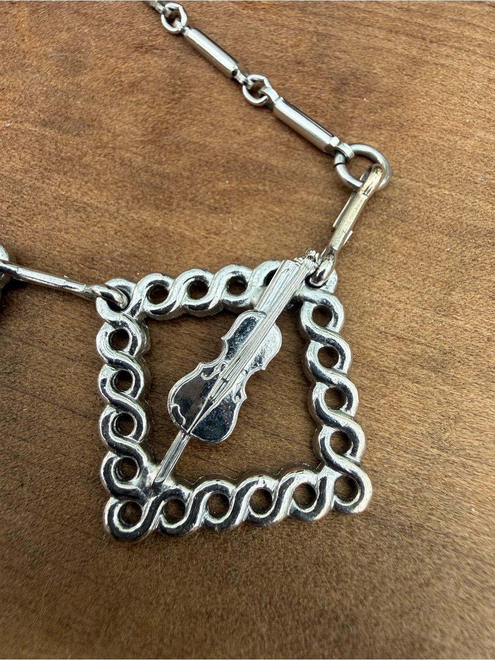 Vintage Silver-tone Music-Themed Charm Necklace - Silver - Picture 6 of 7
